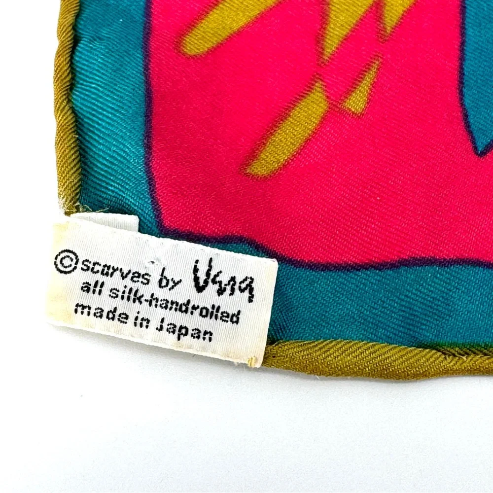 Vintage Vera Hand Rolled Silk Bold Abstract 22" Square Scarf - Picture 6 of 10